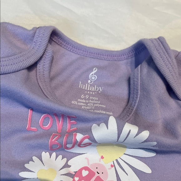“Bundle 10/$13” Lullaby 6-9M Purple Baby girl bodysuit with Floral Design - Picture 2 of 7